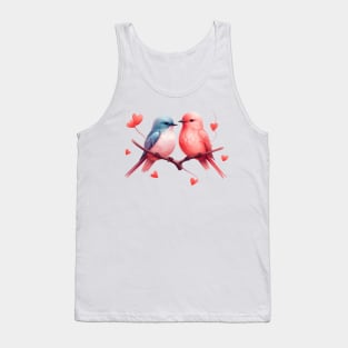 Valentine Kissing Wagtail Bird Couple Tank Top